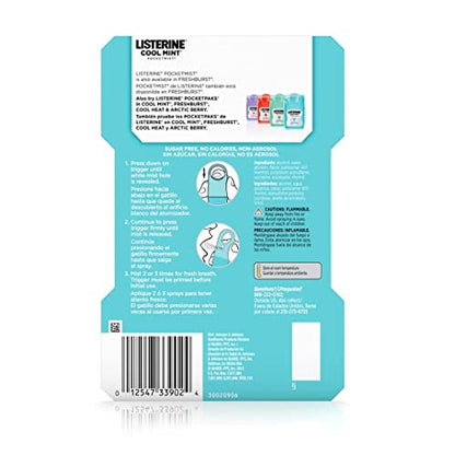 Listerine Freshburst Pocketmist Breath Spray – Sugar-Free, Non-Aerosol, Spearmint, 6-Pack