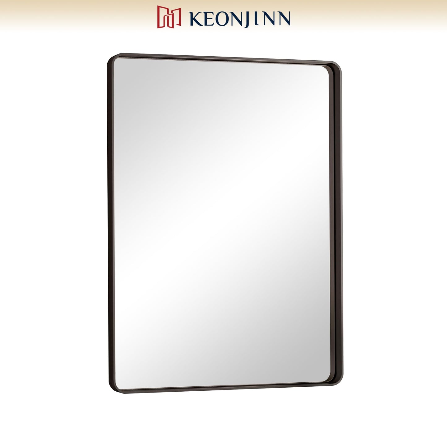 Keonjinn Black Mirror for Bathroom Sink, 24 x 30 Inch Sandblasted Finish Aluminum Wall Mirrors, Matte Black Rectangle Farmhouse Mirror with Shatterproof HD Tempered Glass, Anti-Rust Metal Frame