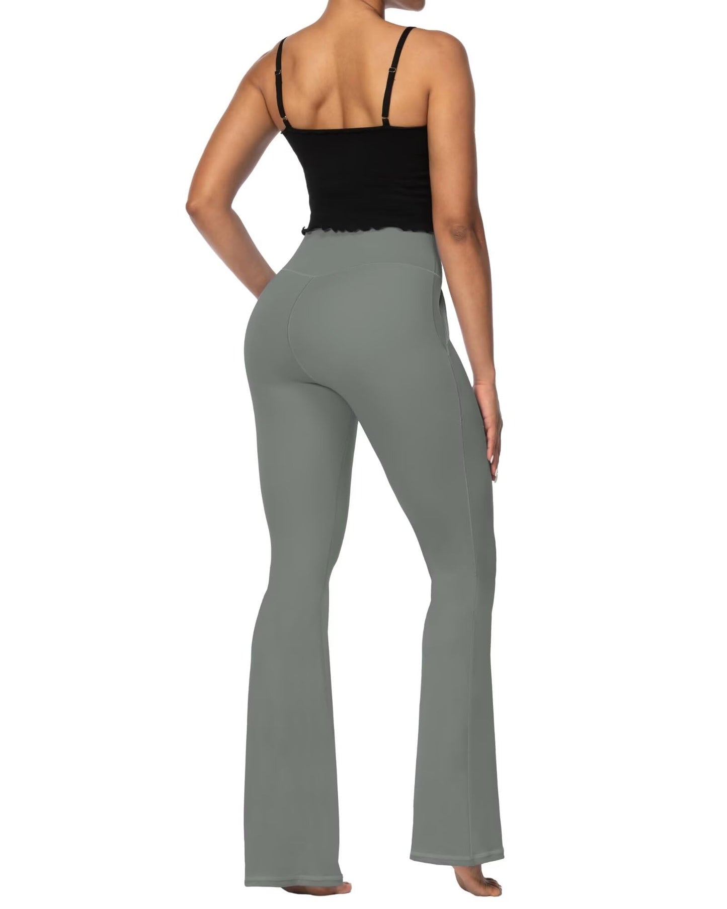 Sunzel Flare Leggings for Women with Pockets, Crossover Yoga Pants with Tummy Control, High Waisted and Wide Leg