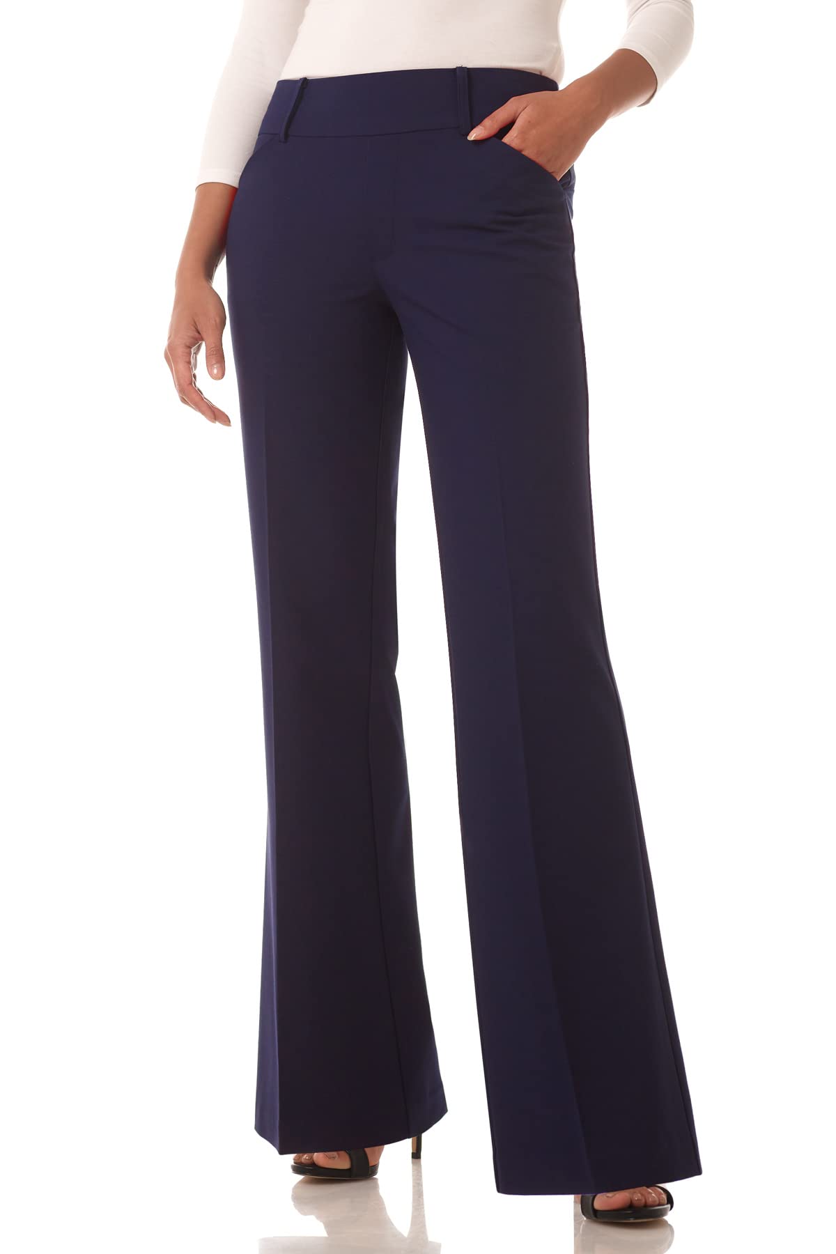 Pantalon à enfiler à jambe large Smart Stretch pour femme de Rekucci, du bureau au dîner 