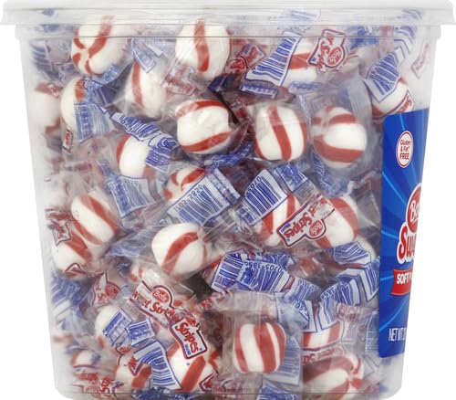 Brach's Bobs Sweet Stripes Soft Peppermint Candy, Individually Wrapped Pieces, 3.9 lb Tub (350 Count)