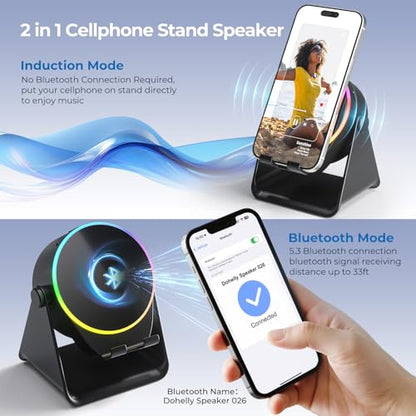 Dohelly Wireless Induction Speaker with Phone Stand & RGB Light, No Bluetooth Needed