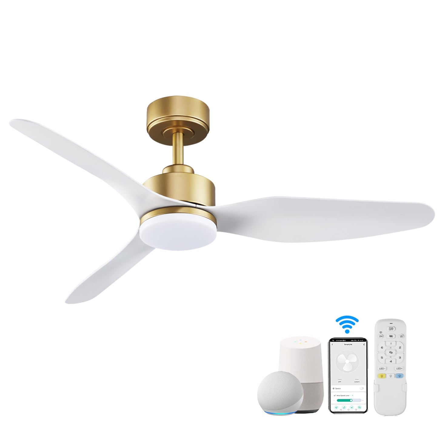 Smart LED Ceiling Fan – WiFi/Alexa Control, Quiet DC Motor, Indoor/Outdoor