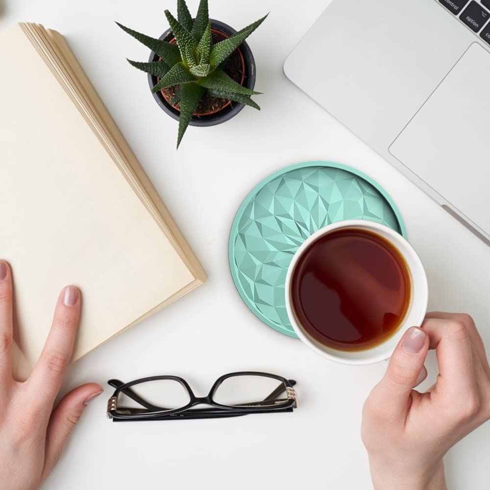 Silicone Coasters with Holder – 6-Pack, Thickened Non-Slip Deep Tray Drink Coasters