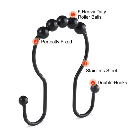 2-Pack Shower Curtain Hooks –12-Piece Each