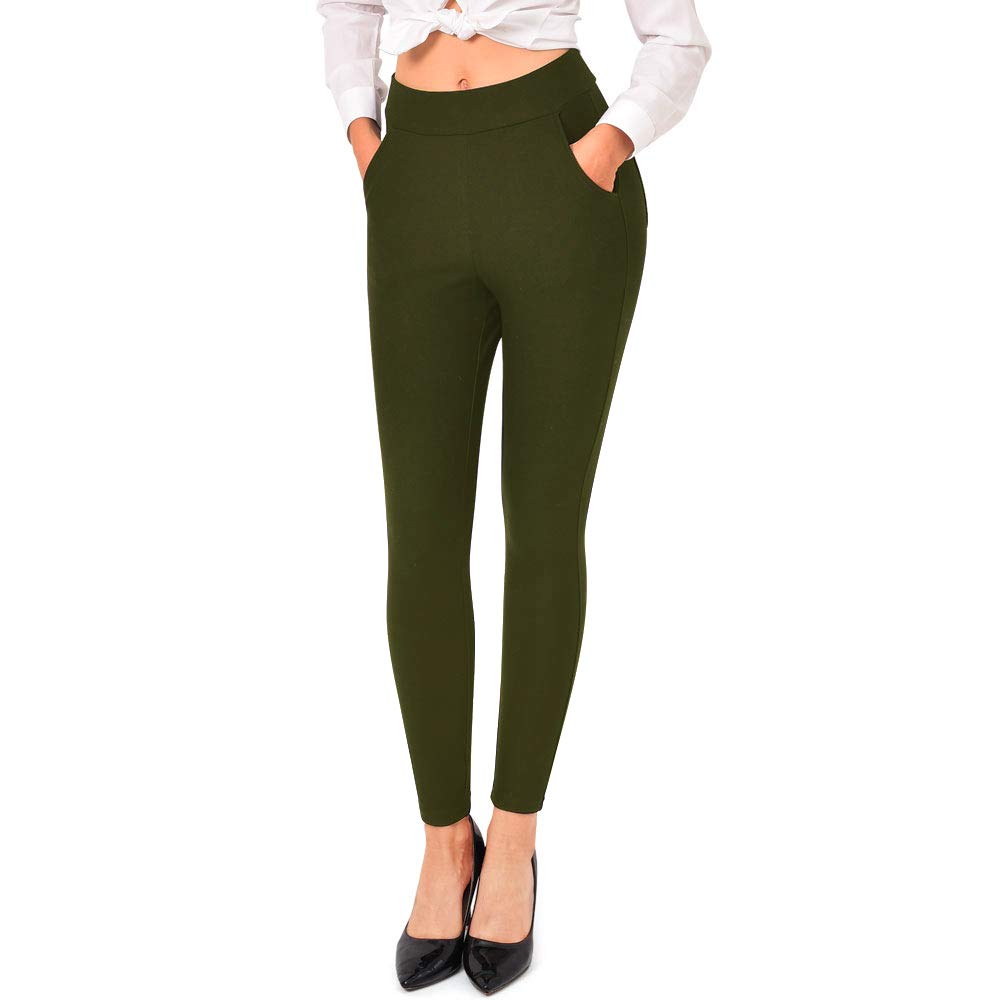 Ginasy Dress Pants for Women Business Casual Stretch Pull On Work Office Dressy Leggings Skinny Trousers with Pockets