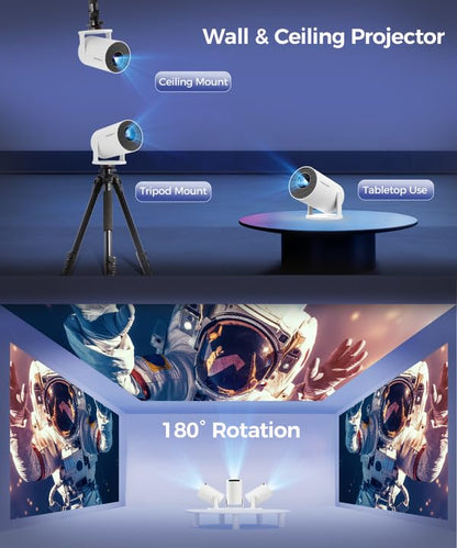 HY300PRO Mini Smart Projector | WiFi & Bluetooth | 4K Support | Android 14