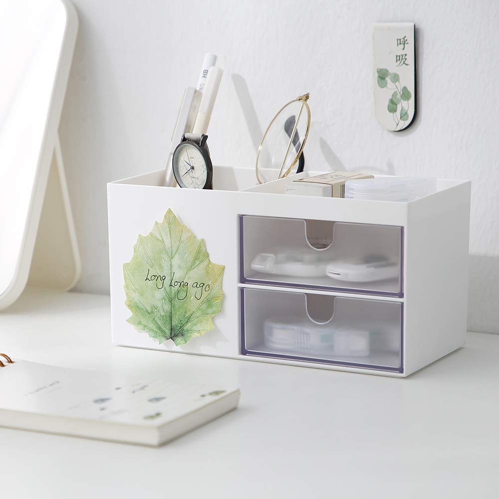 Mini boîte de rangement de bureau pour fournitures de bureau, conteneur, porte-stylo pour bureau, joli pot à crayons, porte-pinceaux de maquillage (blanc) 