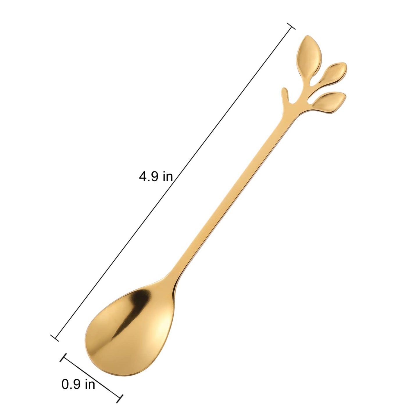 Lot de 10 cuillères à café à long manche en acier inoxydable doré, cuillères à mélanger pour cocktails à la crème glacée (doré) 