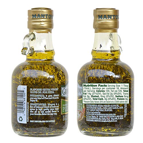 Huiles d'olive extra vierges aromatisées Mantova Grand'Aroma, coffret cadeau varié, fabriquées en Italie, pressées à froid, 100 % naturelles, bonnes pour le cœur, pour griller, faire des barbecues, fumer et cuisiner, 250 ml (lot de 4) 