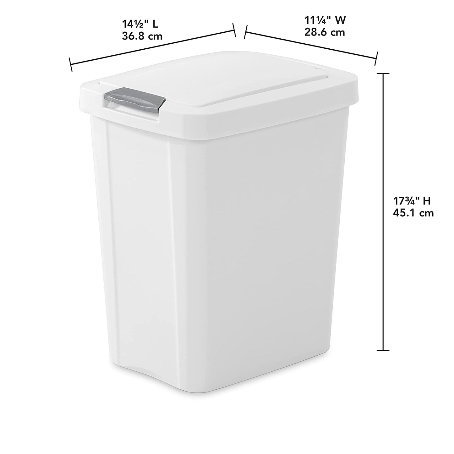 Poubelle à couvercle tactile en plastique noir Sterilite 10439004 de 7,5 gallons 