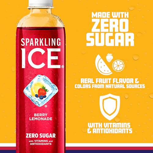 Sparkling Ice, eau pétillante à la cerise noire, eau aromatisée sans sucre, avec vitamines et antioxydants, boisson à faible teneur en calories, bouteilles de 17 fl oz (paquet de 12) 