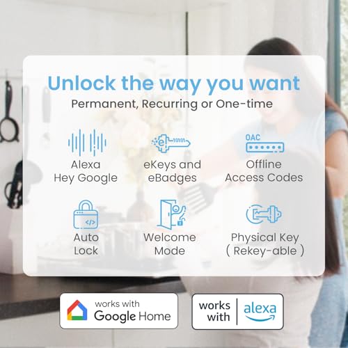 Lockly Vision Smart Lock, HD Video Doorbell Smart Locks for Front Door, Fingerprint Door Lock, Touchscreen Keypad, App Control, No Monthly Fee, Auto Lock - Satin Nickel