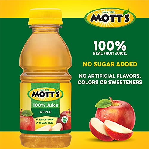 Mott's 100 % Original Apfelsaft, 8-fl-oz-Flaschen, 24 Stück (4 Packungen mit 6 Stück), 2 Portionen Obst, 100 % Fruchtsaft, glutenfrei, koffeinfrei, koscher, enthält keine künstlichen Farbstoffe oder Süßstoffe 