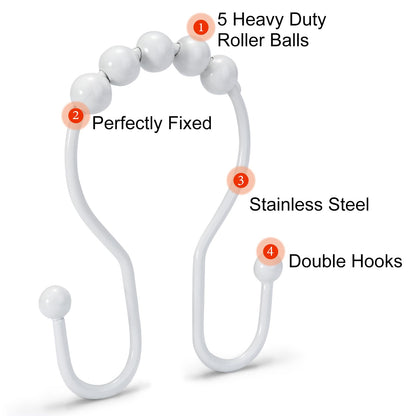 2-Pack Shower Curtain Hooks –12-Piece Each