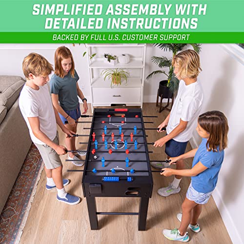 Table de baby-foot GoSports de 48 pouces de taille salle de jeux - Comprend 4 balles et 2 porte-gobelets - Noir, chêne ou blanc 