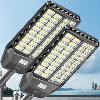 Solar Street Light, LED Outdoor Security Flood Light with Motion Sensor, Dusk to Dawn, IP67 Waterproof