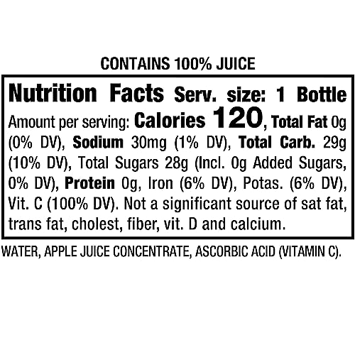 Mott's 100 % Original Apfelsaft, 8-fl-oz-Flaschen, 24 Stück (4 Packungen mit 6 Stück), 2 Portionen Obst, 100 % Fruchtsaft, glutenfrei, koffeinfrei, koscher, enthält keine künstlichen Farbstoffe oder Süßstoffe 