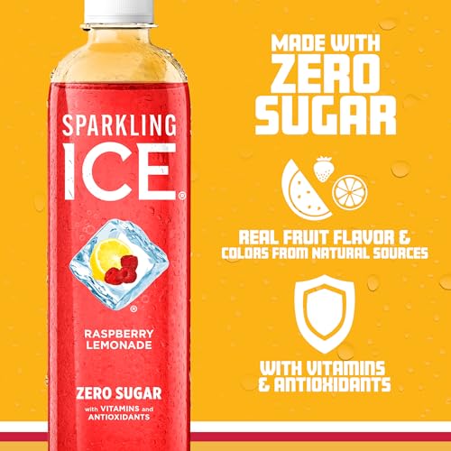 Sparkling Ice, eau pétillante à la cerise noire, eau aromatisée sans sucre, avec vitamines et antioxydants, boisson à faible teneur en calories, bouteilles de 17 fl oz (paquet de 12) 