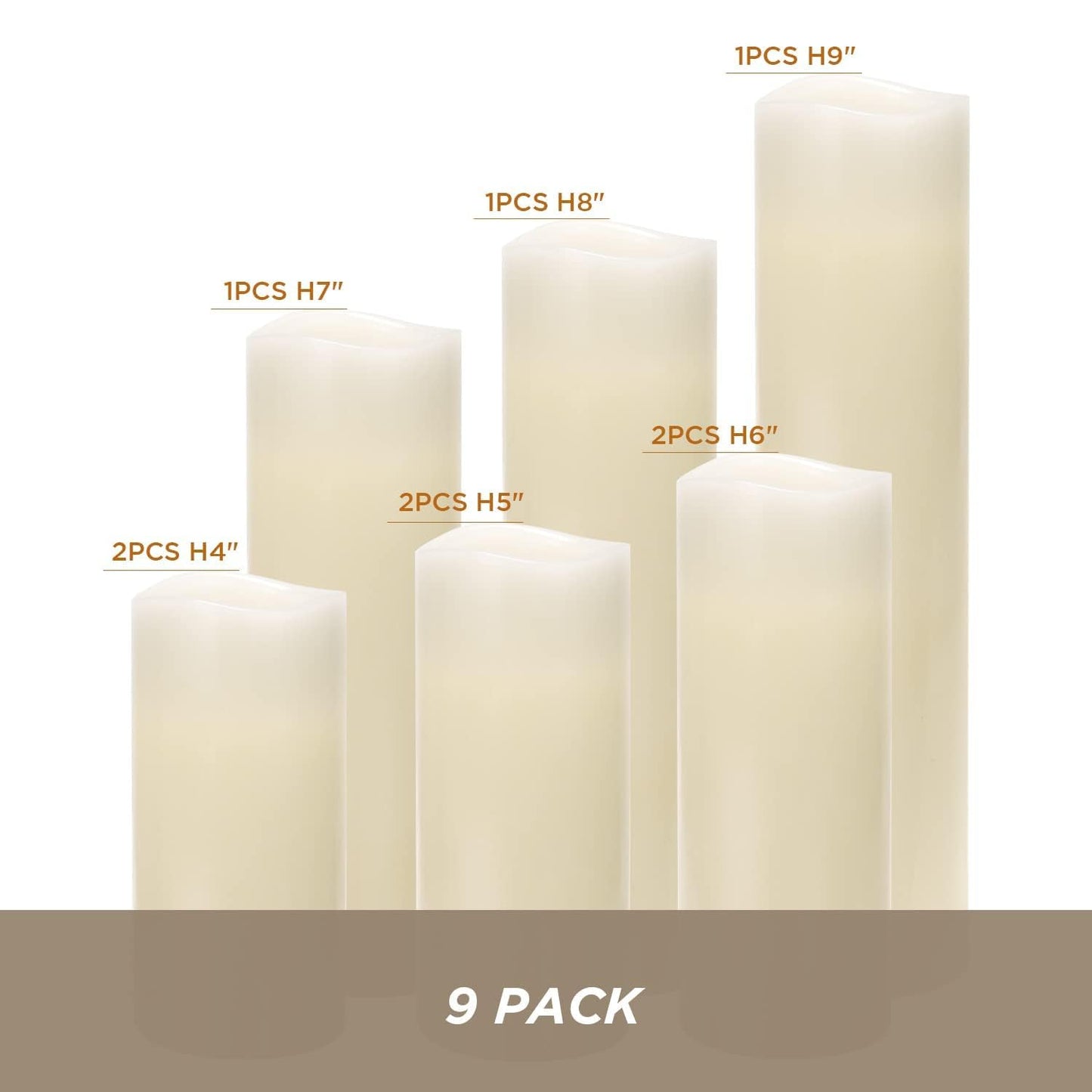 Lot de 12 bougies sans flamme Hausware à piles (D : 3 po x H : 4 po) Bougies piliers en cire véritable vacillantes Bougies LED sans flamme avec télécommande et minuterie (couleur ivoire) 