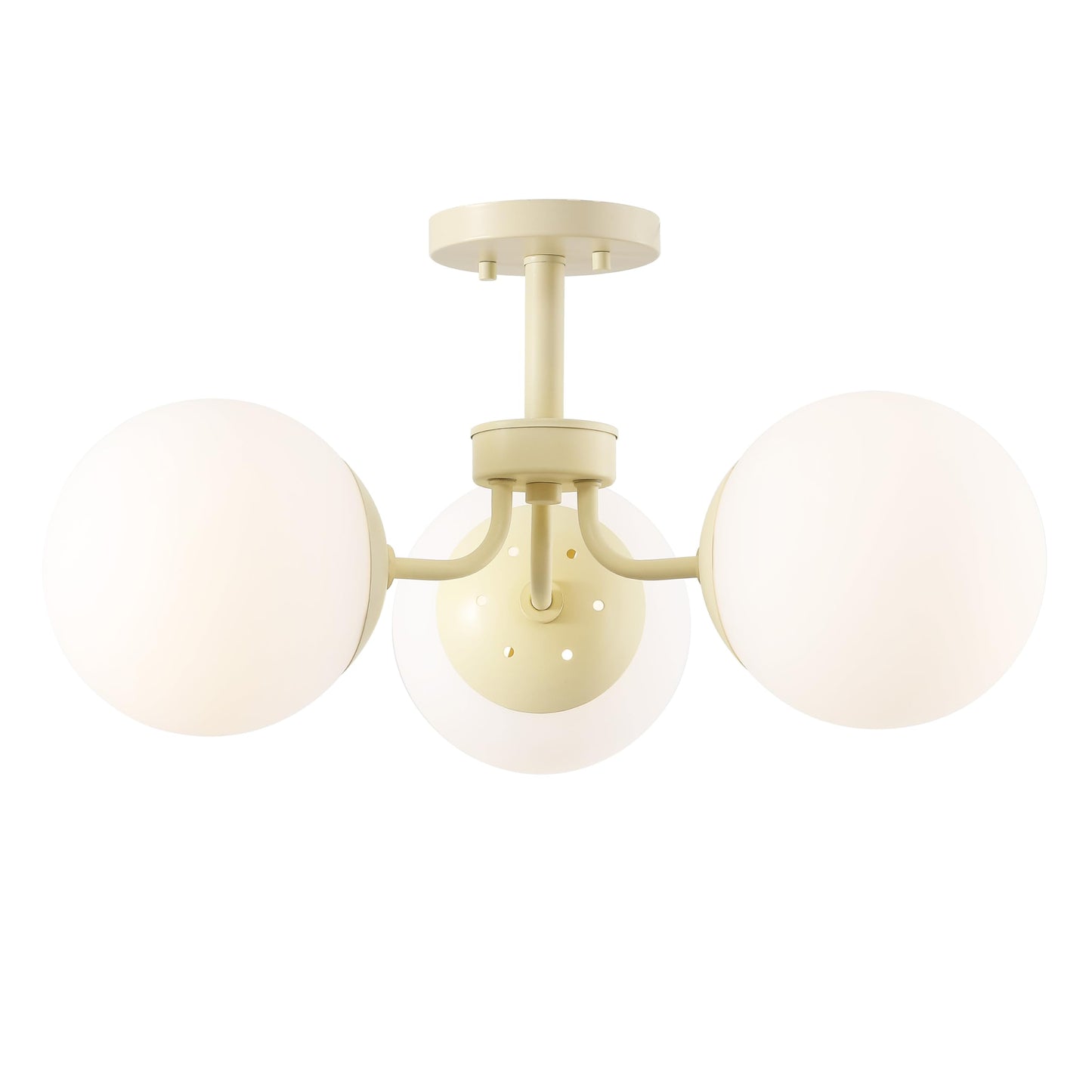 JONATHAN Y JYL7600F Olivier 23,5" 3-Light Bohemian Farmhouse Fer/Verre givré LED Semi Flush Mount, Chrome pour chambre à coucher, salon, cuisine, bureau à domicile, chambre d'enfants 