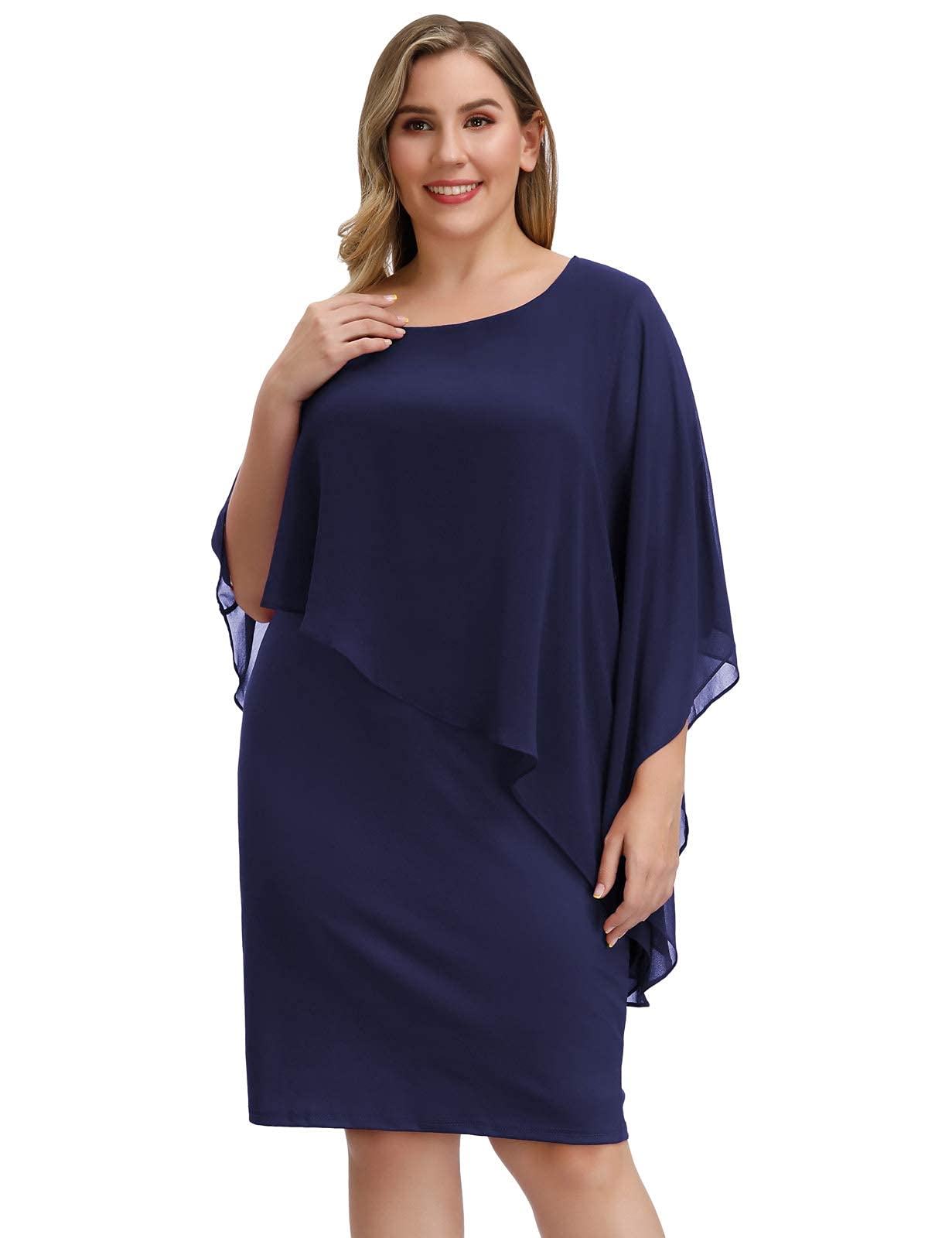 Robe fourreau moulante sans manches à cape et paillettes pour femme Hanna Nikole 