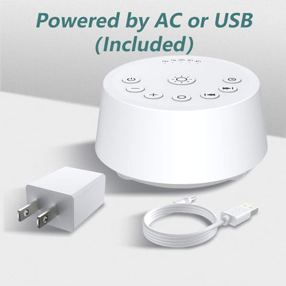 White Noise Machine – 25 Soothing Sounds, Color Night Light, Timers