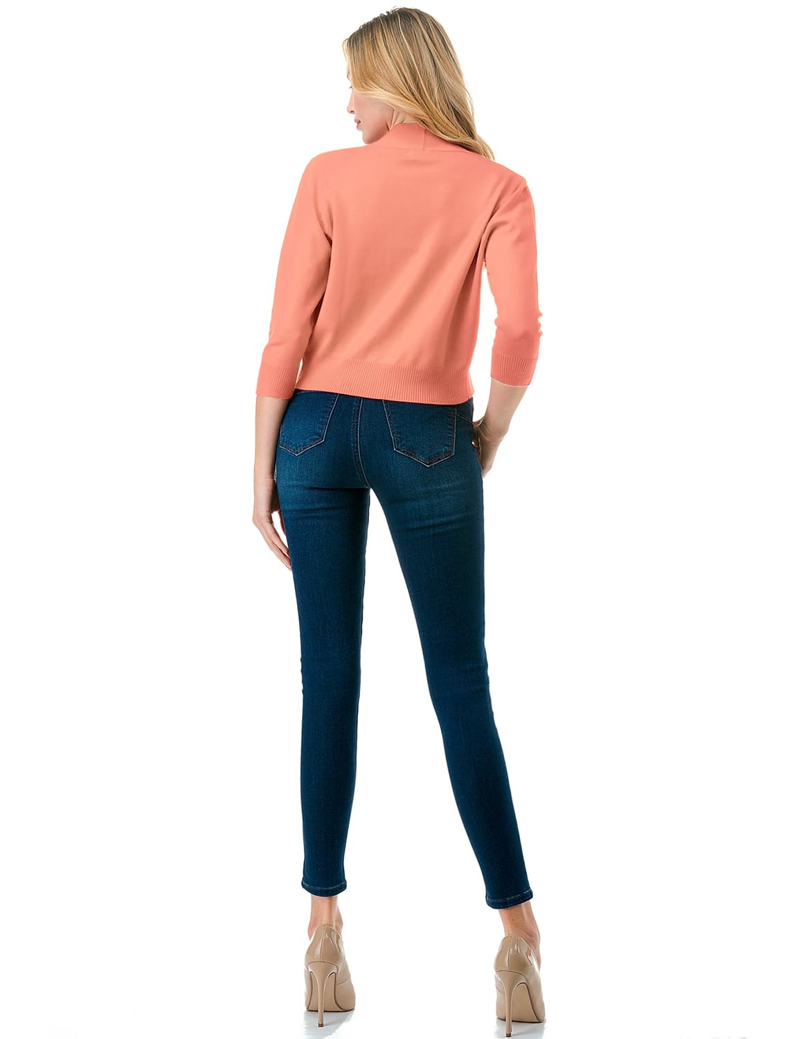 LALABEE Cardigan boléro court classique à manches 3/4 pour femme ouvert sur le devant pour robes (S~XXL)