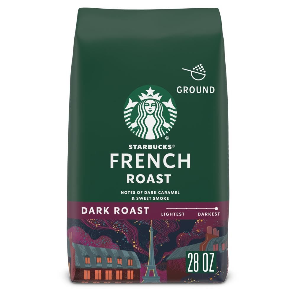 Café moulu Starbucks, café torréfié foncé, torréfaction française, 100 % arabica, 1 sac (28 oz) 