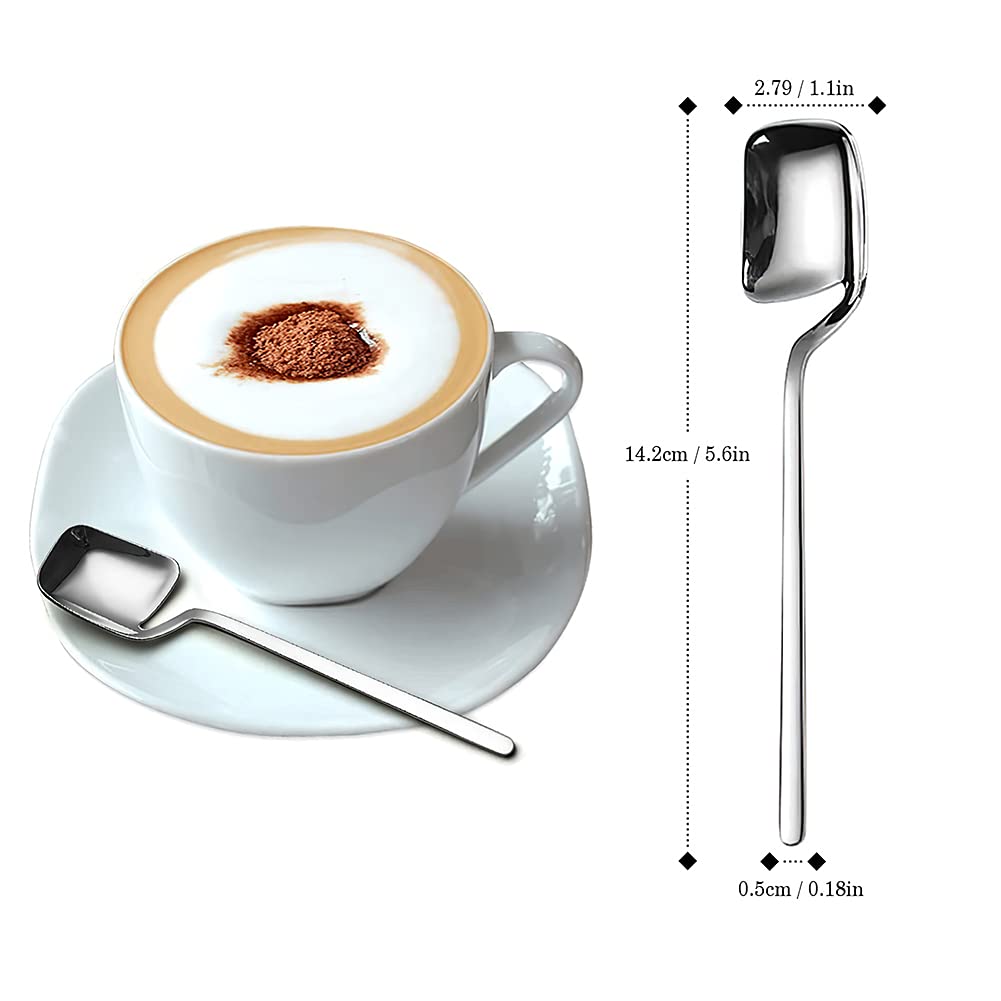 Cuillères à expresso IQCWOOD, 6 cuillères à moka, 5,6 pouces, petites cuillères en acier inoxydable, cuillères à café, cuillères noires, cuillères à thé, cuillères à dessert, mini cuillères pour café, sucre, thé, crème glacée 