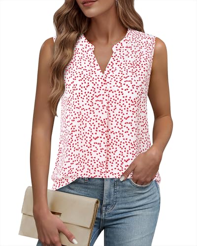 Timeson Women's Chiffon V Neck Sleeveless Blouse Tops Office Work Shirts