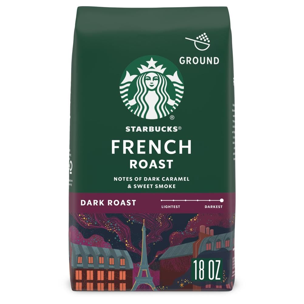 Café moulu Starbucks, café torréfié foncé, torréfaction française, 100 % arabica, 1 sac (28 oz) 