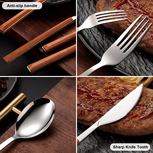 Portable Travel Utensils Set, 18/8 Stainless Steel 3 PCS Cutlery Set Including Knife Fork and Spoon, Reusable Travel Silverware Set with Case for Lunch Box Camping School Office