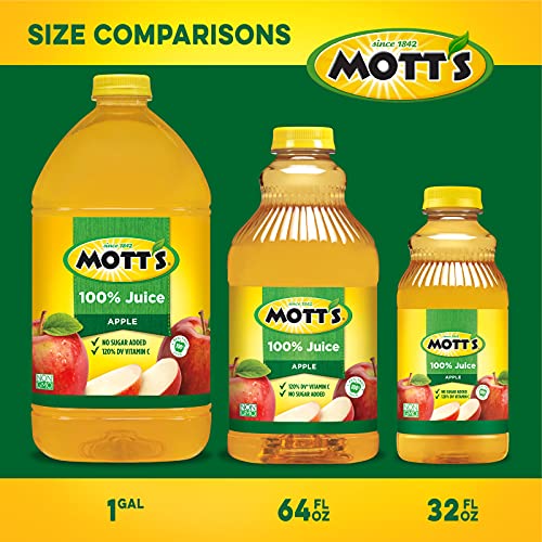 Mott's 100 % Original Apfelsaft, 8-fl-oz-Flaschen, 24 Stück (4 Packungen mit 6 Stück), 2 Portionen Obst, 100 % Fruchtsaft, glutenfrei, koffeinfrei, koscher, enthält keine künstlichen Farbstoffe oder Süßstoffe 