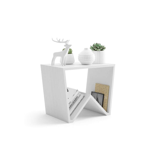 Mobili Fiver, Table basse basse Emma, ​​frêne blanc, finition stratifiée, table basse moderne, meubles italiens 