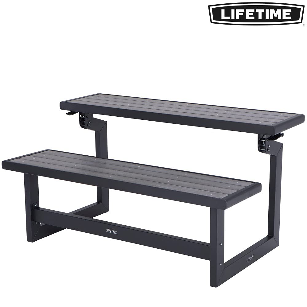 LIFETIME 60253 Outdoor Convertible Bench, 55 Inch, Harbor Gray