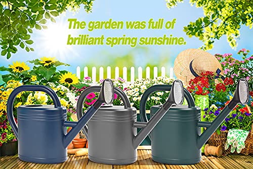 Watering Can 1 Gallon for Indoor Plants, Garden Watering Cans Outdoor Plant House Flower, Gallon Watering Can Large Long Spout with Sprinkler Head (Green)