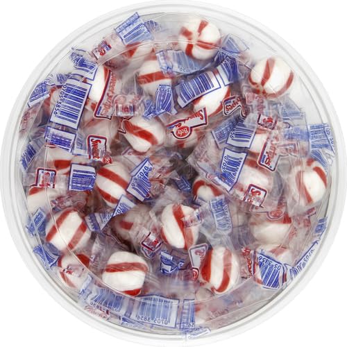 Brach's Bobs Sweet Stripes Soft Peppermint Candy, Individually Wrapped Pieces, 3.9 lb Tub (350 Count)