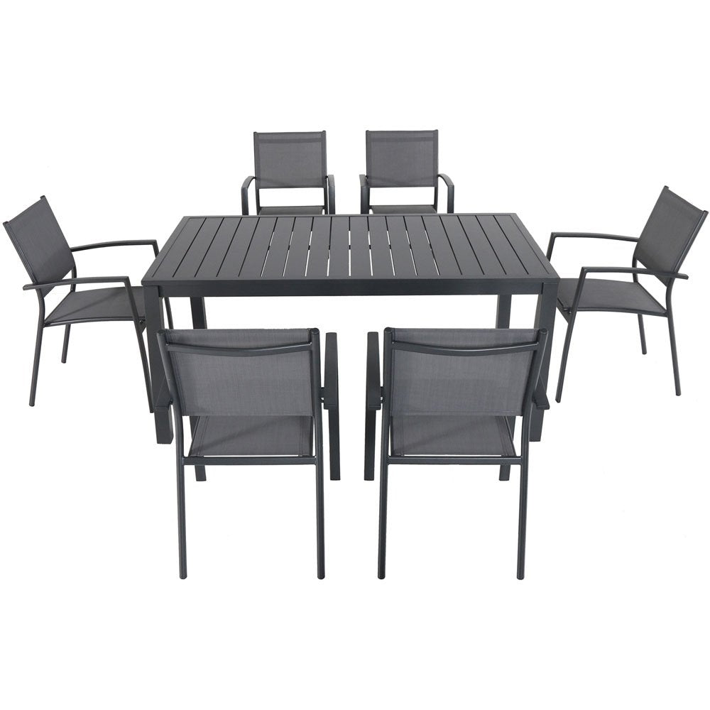 Hanover Naples 11-Piece Patio Dining Set with Rust Resistant Aluminum 40" x 118" Expanding Rectangular Dining Table w/ 10 High-Back Stackable Sling Chairs, Weather-Resistant Outdoor Dining Set for 10