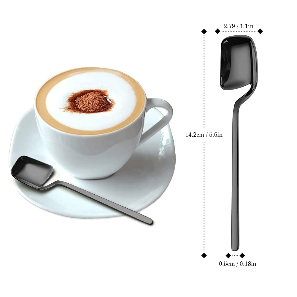 Cuillères à expresso IQCWOOD, 6 cuillères à moka, 5,6 pouces, petites cuillères en acier inoxydable, cuillères à café, cuillères noires, cuillères à thé, cuillères à dessert, mini cuillères pour café, sucre, thé, crème glacée 