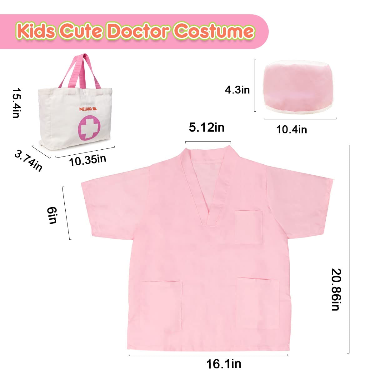 Kit de docteur jouet Meland pour filles - Ensemble de jeu de docteur avec jouet pour chien, sac de transport, jouet stéthoscope et costume de déguisement - Cadeau de jeu de docteur pour enfants de 3, 4, 5, 6 ans pour jeu de rôle 