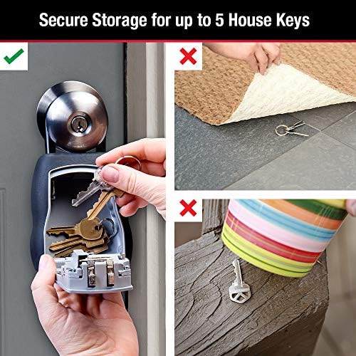 Master Lock Key Lock Box, Outdoor Lock Box for House Keys, Key Safe with Combination Lock, 5 Key Capacity, 5400EC, Black