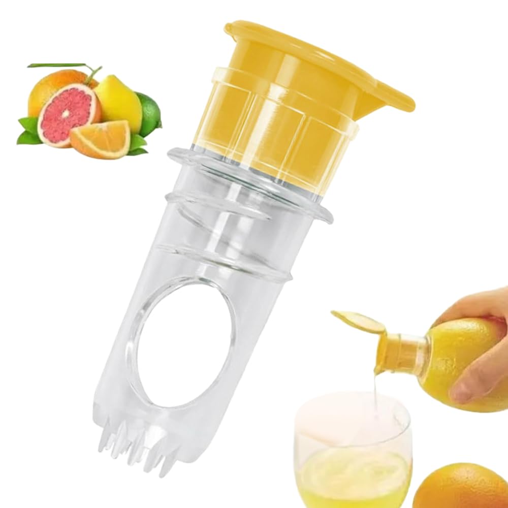 Lemon Squeezer,2025 New Screw-Top Lemon Squeezer Manual Lemon Juicer with Built-In Filter Orange Citrus Press, Spout for Cocktails Drinks Easy to Use (yellow+green2pcs)