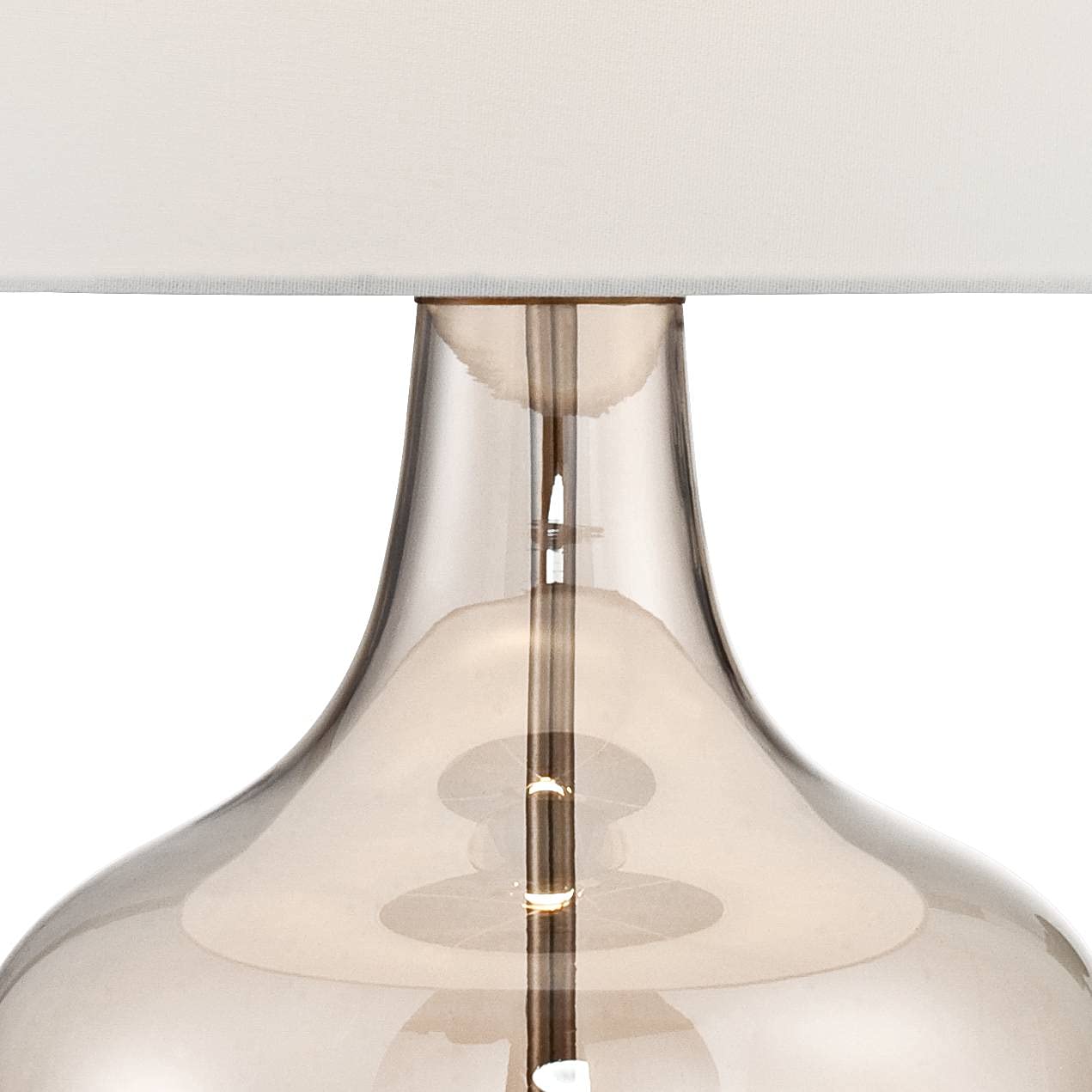 Possini Euro Design Ania 31" hohe Tischlampe im Glas, groß, modern, im Küsten-Stil, Landhausstil, klares Champagnerglas, einzelner cremefarbener Schirm, für Wohnzimmer, Schlafzimmer, Nachttisch, Haus, Büro, Zuhause 