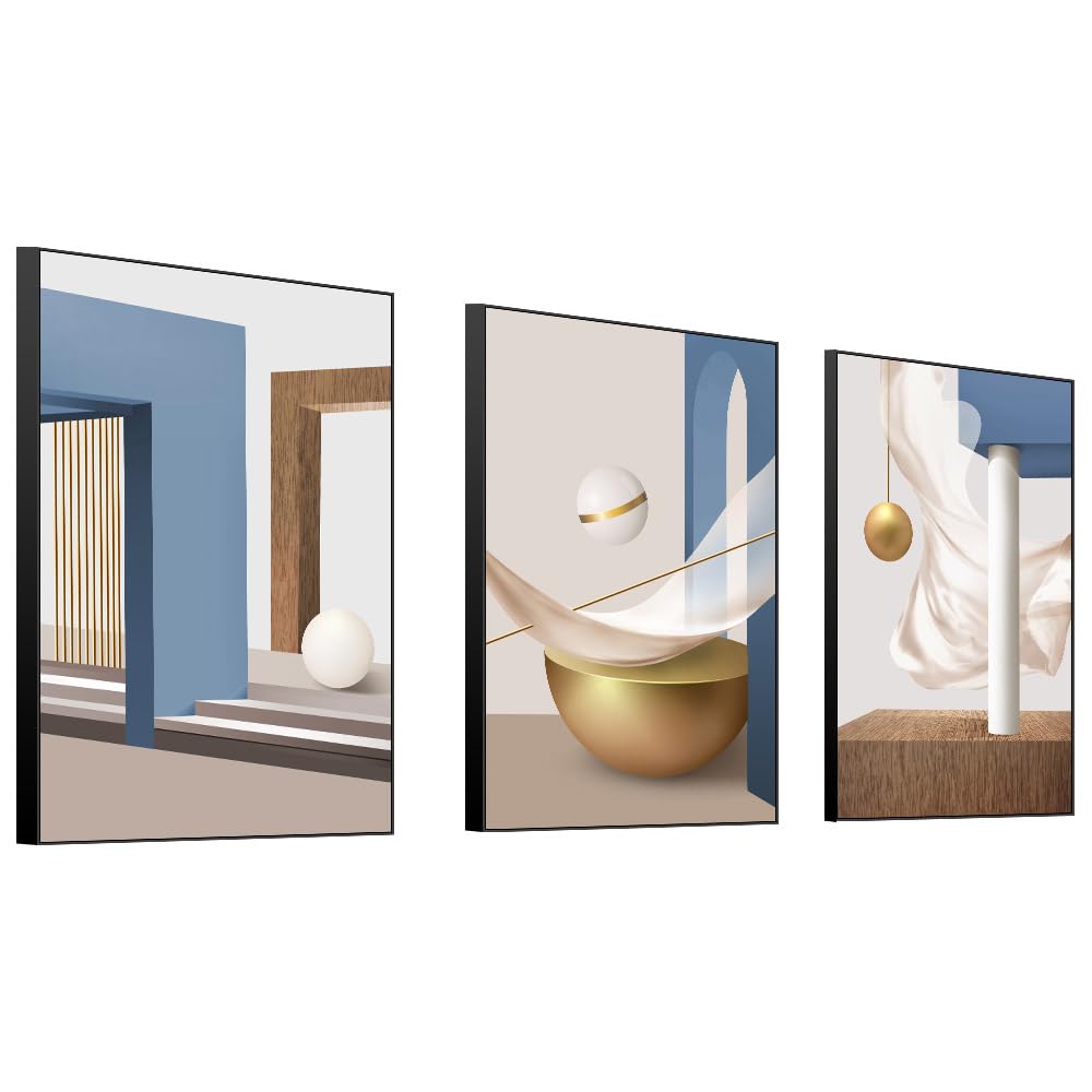 Framed Wall Art Set of 3 Bright Posters & Prints, Modern Abstract Aesthetic Pictures Decor For living room Bedroom Kitchen Office. Wall Art Decor Are Great Gifts Choice (16" X 24" X 3 pieces)