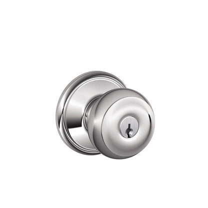Schlage F51A GEO-625-CAM Georgian Knob with Camelot Trim – Bright Chrome
