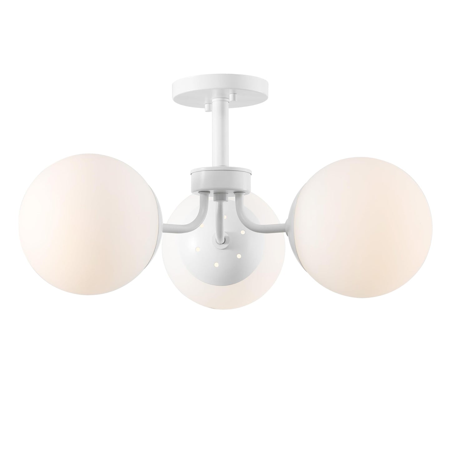 JONATHAN Y JYL7600F Olivier 23.5" 3-Light Bohemian Farmhouse Iron/Frosted Glass LED Semi Flush Mount, Chrome for Bedroom, Living Room, Kitchen, Home Office, Kids Room