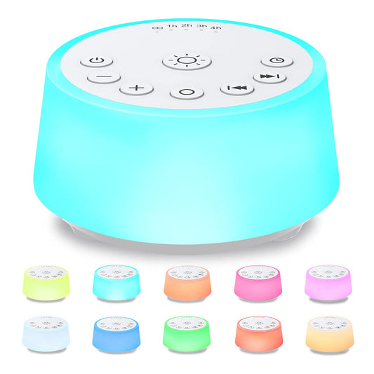 White Noise Machine – 25 Soothing Sounds, Color Night Light, Timers