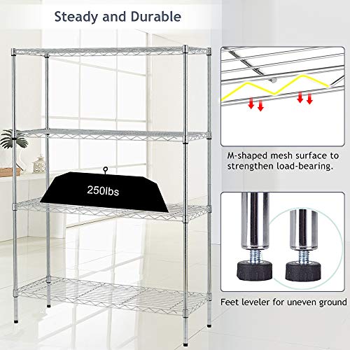 5-Tier Adjustable Heavy Duty Metal Storage Shelves, 250 Capacity Per Shelf, 36" X 14" X 72" Wire Shelving Unit Rack for Garage Closet Pantry, Black