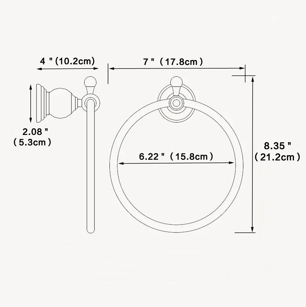 Anneau porte-serviette de salle de bain en laiton de la série Crystal, chrome poli 